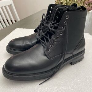 Calvin Klein 8.5 Black Men's Lace-Up Leather Boots